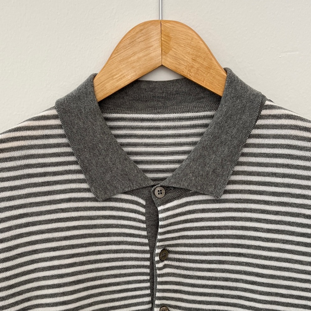 Men's Striped Polo Shirt - Gray - Picture 2 of 4